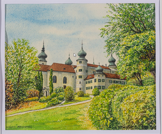 Schloss Artstetten – Aquarell, Werk von Erich Giese