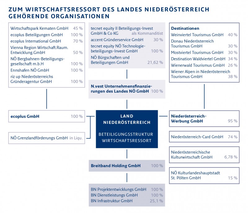 Grafik Zum Wirtschaftsressort des Landes Niederösterreich gehörende Organisationen