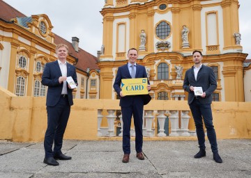NÖ-Tourismus Geschäftsführer Michael Duscher (von links), Landesrat Jochen Danninger und NÖ-Card Geschäftsführer Klemens Wögerer