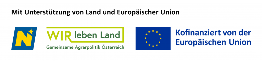 Logoleitse + Schriftzug: Mit Unterstützung von Land und Europäischer Union